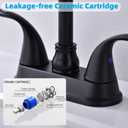 Bathroom Faucet Black 4 Inch Centerset for Sink 3 Hole, Bathroom Vanity Faucet 2 Handle 360° Swivel Spout with 2 Water Supply Lines