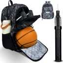 Soccer & Basketball Sports Bag with Ball Pump - Basketball Backpack with Separate Ball & Shoes Holder Compartment, Soccer Basketball Football & Volleyball Bag with Large Capacity (Grey)