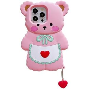 Lubiogio 3D Cute Bow Love Bear Case for iPhone 13 Pro Max/12 Pro Max,3D Cute Cartoon Bow Love Bear Character Kids Girls Women Soft Silicone Case for iPhone 12 Pro Max/iPhone 13 Pro Max 6.7 inch-Pink