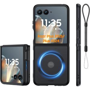 for Motorola Razr + Plus 2025 Case/Plus 2024 Case with MagSafe, [No Screen Protection] Slim Matte Translucent Shockproof Phone Case for Moto Razr + 2025/ Moto Razr + 2024 (Black)
