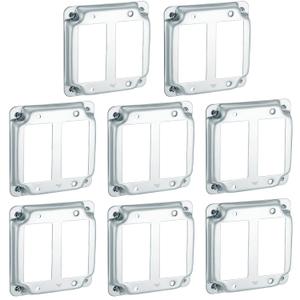 Copkim 8 Pcs 4 x 4 Inch Metal Receptacle Electrical Box Cover Square Exposed Work Receptacle Outlet Case Cover for 4 Inch Electrical Box(2 GFCI)