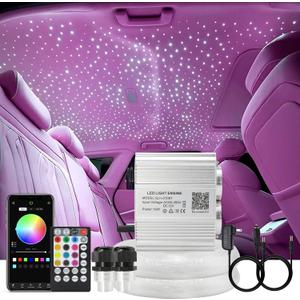 AKEPO Upgraded Car Home APP Twinkle Fiber Optic Lights Kit, Dual Head 16W 900 Strands of 0.03in/0.75mm 9.8ft/3m Optical Fiber Cable Music Activated Starlight Headliner Kits with Remote