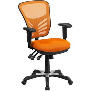 Flash Furniture Nicholas Mid-Back Swivel Office and Gaming Chair, Ergonomic Mesh Office Chair with Adjustable Lumbar Support and Height, Orange (Set of 1)