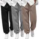August Alley 3 Pack Mens Big and Tall Sweatpants Athletic Plus Size Joggers Lounge Drawstring Elastic Bottom Pant with Pocket (6X-Large, Black, Light Mixed Gray, Khaki)