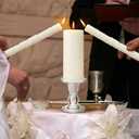 Irenare Unity Candles with Holder for Wedding Ceremony Wedding Decortions Accessories Glass Candle Holder Pillar Candle for Formal Events Church (Delicate)