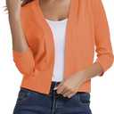 Sleeve Cropped Cardigan Sweater Elegant Shrugs for Women Red Orange Small