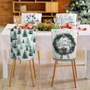 6 Pcs Winter Wonderland Chair Covers Hello Winter Chair Back Covers Frost Pine Tree Deer Chair Protector Slipcovers Washable Dining Room Seat Covers Winter Decor for Home Hotel Kitchen Indoor