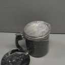 Kyraton Black Bacon Grease Container With Strainer, 48 oz Black Coating Stainless Steel Oil Container, Pot Fat Storage With Lid, Easy Grip Handle Suitable For Storing Frying Oil And Cooking Grease