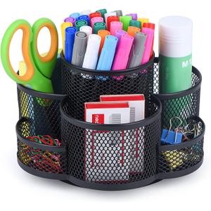Topwey Pen Holder for Desk, 360 Rotating Pencil Holder, Cup Holder for Desk Office, Desk Organizers and Accessories in Black