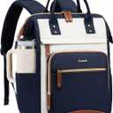 LOVEVOOK Laptop Backpack for Women Work Bag with Large Capacity Cup Side Pocket, 15.6 Inch Waterproof Computer Backpacks (Dark-blue, 15.6INCH)