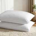 Goose Down Pillows Queen Size Set of 2 with 750 Fill Power, Hotel Quality Bed Pillows for Sleeping - Medium Firm Feather Pillows Ideal for Side, Back, Stomach Sleepers (White)