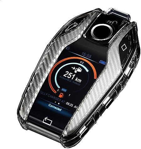 TANGSEN Key Fob Case TPU Cover Compatible with 5 Series 528Li 530Li 540Li G30 G31 6 Series GT G11 G12 7 Series 740 X3 G01 i8 Transparent Carbon Fiber Texture Protective Key Shell (Black)