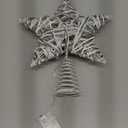Ornativity Christmas Star Rattan Tree Topper White and Silver Xmas Holiday Decor Rustic LED Lights Light Up Tree Top Topper Ornament Decoration 12"