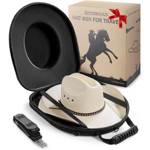 Hat Box for Travel Waterproof Hat Travel Case Crush Proof Hat Can Storage for Fedora, Panama, Tweed Hats, Hat Holder, Hat Carrier for Travel Black Men's Western Gifts, Medium
