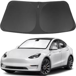 Windshield Sun Shade Custom Fit for 2016-2024 2025 Tesla Model Y Model 3 Accessories Foldable Front Window Sunshade Shield Blocker Keeps Car Cool