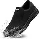 LARN SAFETY Mens Non Slip Shoes Food Service Work Shoe Waterproof Slip Resistant Kitchen Chef Footwear Restaurant Hospital Slip-On Black (6.5)