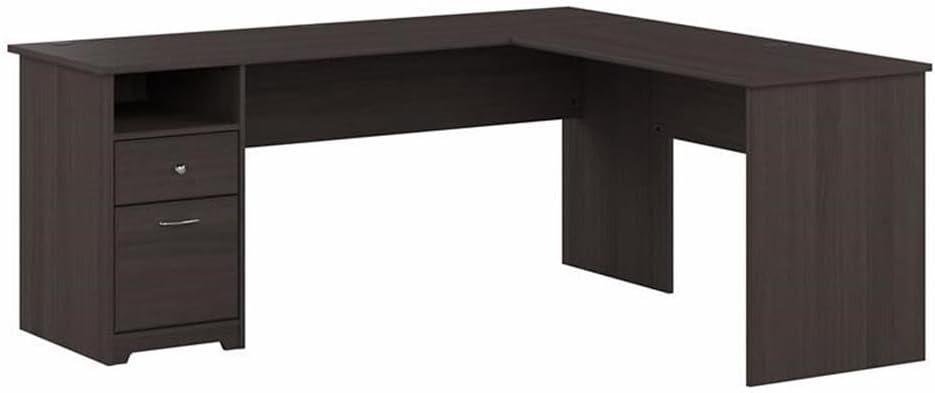 Bush Furniture L Shaped Desk with Drawers for Executive and Home Office | Cabot Collection Corner Table with Storage and Chrome Hardware | 72Wx23DX42W Return (Heather Gray)