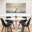 JuhaiArt Tree Canvas Art White Wall Decorations Light Blue Wall Picture for Living Room Bedroom Home Office Gold Artwork Art 24" x 48"
