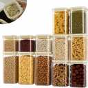 12-Pack Square Glass Pantry Storage Containers with Glass Lids, 25oz x 3 + 40oz x 6 + 53oz x 3