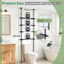 SUNALLY Over The Toilet Storage Shelf, 4-Tier Adjustable Over Toilet Bathroom Organizer,Tension-Mounted Bathroom Storage Rack for Ceilings, No Drill Space-Saving Shelving for Small Rooms,Black
