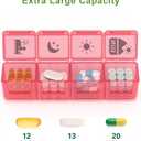 Extra Large Weekly Pill Organizer 4 Times a Day, Fullicon XXL Large Pill Box, 7 Day Medicine Organizer, Black Pill case for Vitamin/Fish Oil/Supplements