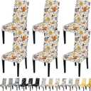 JQinHome Pattern Chair Covers for Dining Room Set of 6, High Stretch Removable Washable Parsons Chair Slipcover for Home Party Hotel Wedding Ceremony (Flower,6PCS)