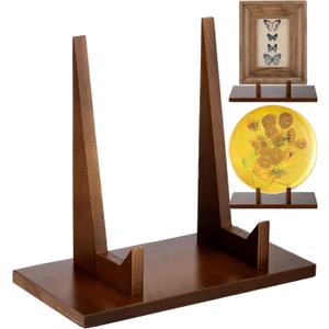 RattanView 1 Pcs Wood Plate Stand for Display Plate Holder Display Frame Picture Photo Card Tabletop Decorative Stand (9 Inch)