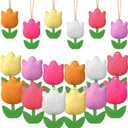 HunnmingRe 18 Pcs Spring Tree Ornaments Felt Tulip Flowers Hanging Ornaments Spring Flower Decorations for Summer Party Home Door Wall Mantel Decor Arts Crafts Gifts