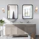 WallBeyond 18x24 Inch Wood Mirror for Bathroom, Wooden Frame Wall Mirror Farmhouse Wall Mounted Rectangle Mirror for Vanity (Horizontal/Vertical Black Color)