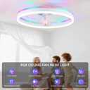 STERREN RGB Ceiling Fans with Lights, 20'' Smart LED Ceiling Fan with Remote/APP Control, Modern Low Profile Bladeless Chandelier Fan, Dimmable White Fandelier for Bedroom, Living Room, Kitchen