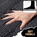 OLANLY Thick Bathroom Rugs 30x20, Extra Soft Absorbent Chenille Striped Bath Rugs, Rubber Backing, Machine Wash Dry, Bath Mats for Bathroom Floor, Tub and Shower, Home Decor Accessories, Dark Grey