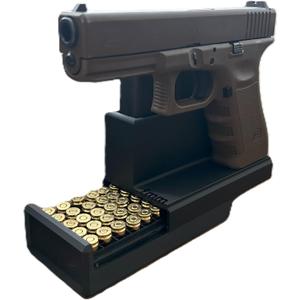 9mm Handgun Display Stand, Magazine and Ammo Holder - Mount Rack (Doublestack 9mm), Black