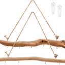 15Inch Driftwood Wall Hanging Jewelry Organizer - 2pcs Rustic Wood Tree-Shaped Wall Decor with 4/5 Hooks for Rustic, Boho & Farmhouse Home