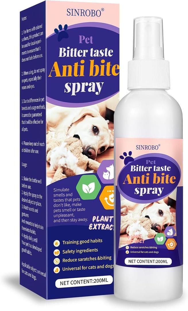 No Chew Spray for Dogs, Bitter Apple Spray for Dogs to Stop Chewing, Effective Indoor/Outdoor Deterrent Training Corrector for Anti-Scratch, Anti Marking, Furniture Protection (200 ML)