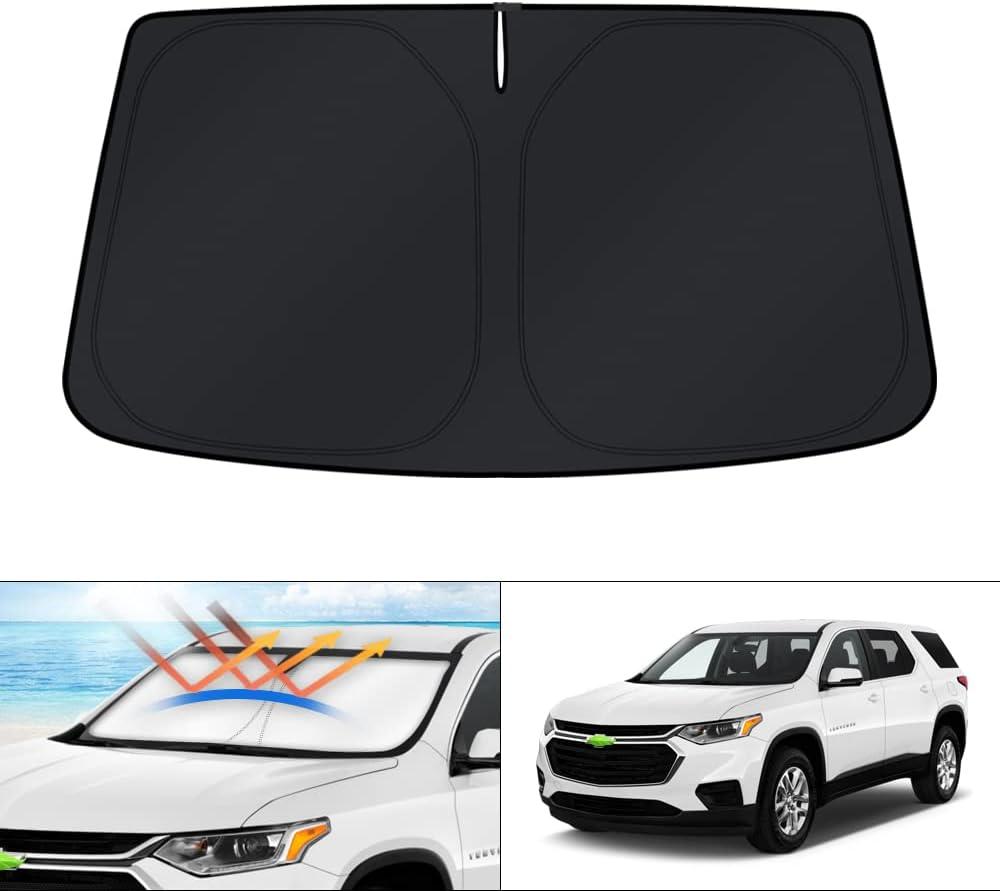 KUST Windshield Sun Shade for Chevrolet Traverse SUV 2018-2023 2024 2025 2026 Window Accessories Sunshade Sun Protector Foldable Block UV Rays Keep Car Cooler