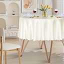 1 Pack 60 Inch Round Satin Tablecloth Ivory Satin Table Cover, Overlay Silky Tablecloth Dining Table Cloths for Wedding, Party, Banquet, Events, Reception, Dinner