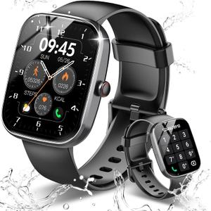 Smart Watch, 1.91" HD Screen Smartwatch for Men Women(Answer/Make Call), Fitness Watch with Heart Rate/Sleep Monitor/Steps Monitor, 110+ Sports Modes, IP68 Waterproof Activity Trackers, Black