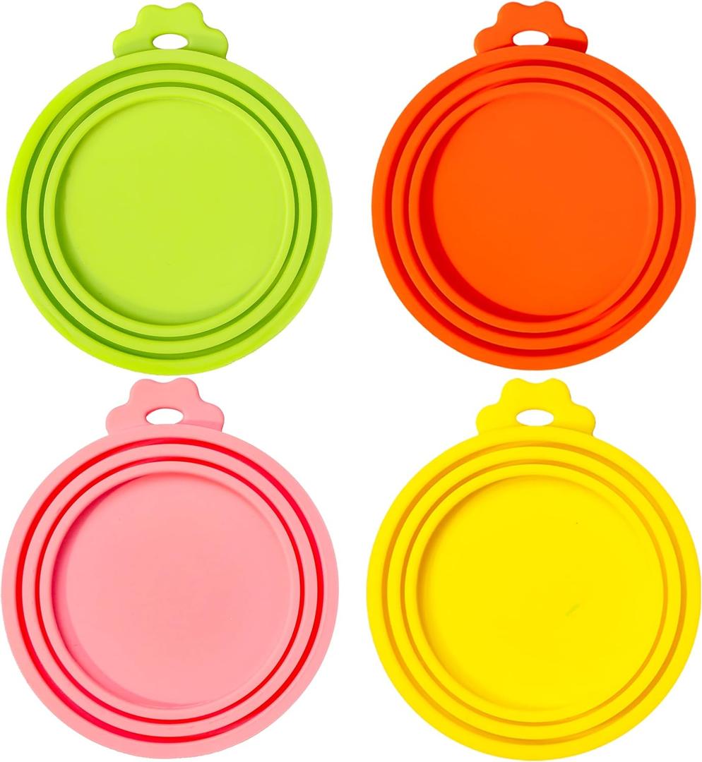 4 Pack Can Covers, Silicone Can Lids for Dog and Cat Food, Universal Can Cover Fits Most Standard Size