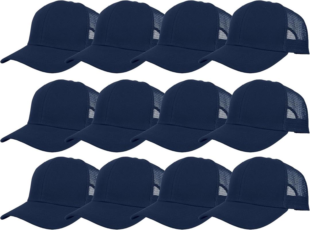 Gelante Mesh Trucker Hat Baseball Cap Structured Front Panel Wholesale LOT 12 Pack (Blue)