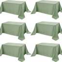 6-Pack Sage Green Tablecloths for Rectangle Tables, 90 x 156 Inches, Stain-Resistant Polyester Fabric for 8 Foot Tables - Washable Table Covers for Weddings, Birthday Parties, Events