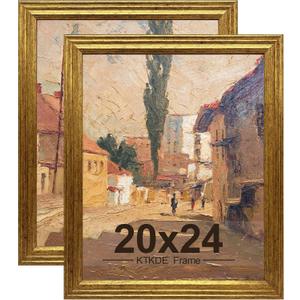 KTKDE 20x24 Picture Frame Set of 2, Ornate Vintage Poster Frames- 20 x 24 Antique Photo Frame for Rustic Gold frame Wall Decor Display Retro Home Decor best gift
