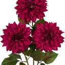 3Pcs Purplish Red Artificial Dahlia Flowers Fall Fake Flower Silk Flowers with Long Stem 28" Floral Arrangements Bouquets Autumn Faux Dahlias Flowers for DIY Wedding Party Centerpieces Home Decor