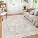 Istana Beige Area Rug 8x10, Machine Washable, Stain Resistant, Foldable, Non-Shedding, Farmhouse Rugs for Living Room, Eco-Friendly