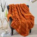 Tread Luxury Faux Fur Throw Blanket Reversible to Cozy Velvet, 680GSM Soft Plush Warm Elegant Fuzzy Blanket for Couch, Bed, Sofa Fluffy Decorative Blankets, 60"x70", Burnt Orange