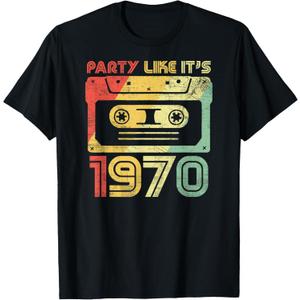 Party Like It's 1970 Retro 70s Party Outfit Costume T-Shirt (XL, Black)