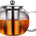 Glass Teapot with Removable Infuser Stovetop & Microwave Safe Borosilicate Clear Glass Teapot (22OZ) (22OZ / 650ML)