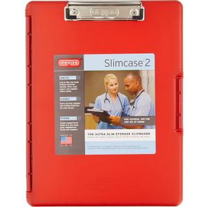 Dexas Slimcase 2 Plastic Clipboard with Storage and Side Opening, Strawberry Red, Office Supplies Clipboards to Organize, Carry and Store, A4 Holder, Style and Functionality Nursing Clipboards