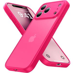 for iPhone 17 Pro Max Case [Full Camera Protection][Military Grade Shockproof], for 17 Pro Max Phone Case [Anti-Yellowing][Ultra Slim],Case for iPhone 17 Pro Max 6.9, Frosted HotPink