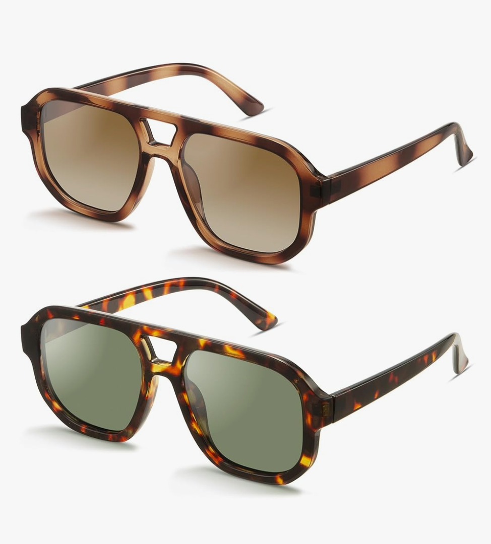 livho Trendy Polarized Square Aviator Sunglasses Women Men Square Eyewear Frame, Retro Sun Glasses for Women Men 2025 Shades