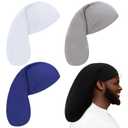 Tatuo 4 Pieces Unisex Jumbo Dreadlock Cap Long Hair Dreads Head Wrap Sleeping Cap Hair Accessories Sleep Bonnet for Men Women(Black, White, Light Grey, Royal Blue)